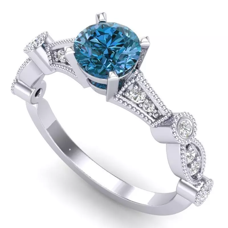 Vintage-3573A4 R sapphire and diamond engagement ring 3D print model_0