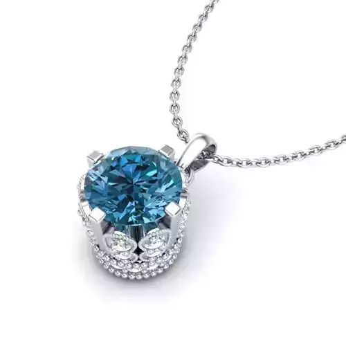 Vintage-3557A4 N sapphire and diamond pendant