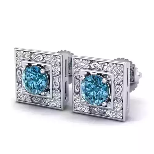 Vintage-3656A4 E topaz and diamond stud earrings