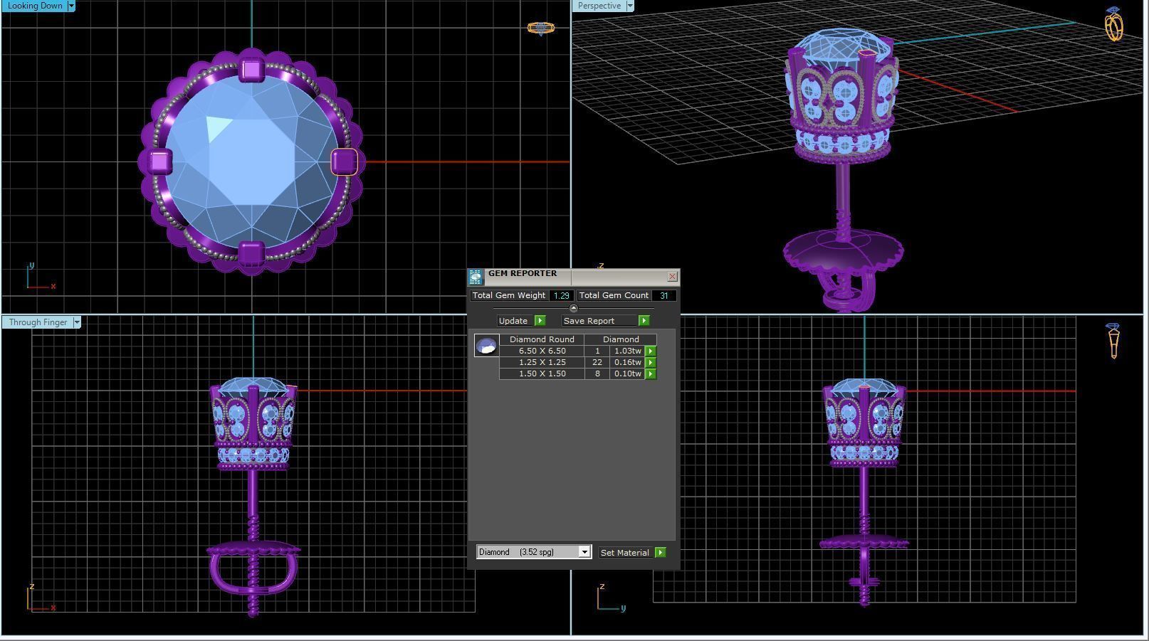 Vintage-3557A4 E two diamond stud earrings 3D print model_2