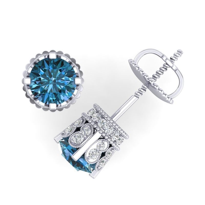 Vintage-3557A4 E two diamond stud earrings 3D print model_1