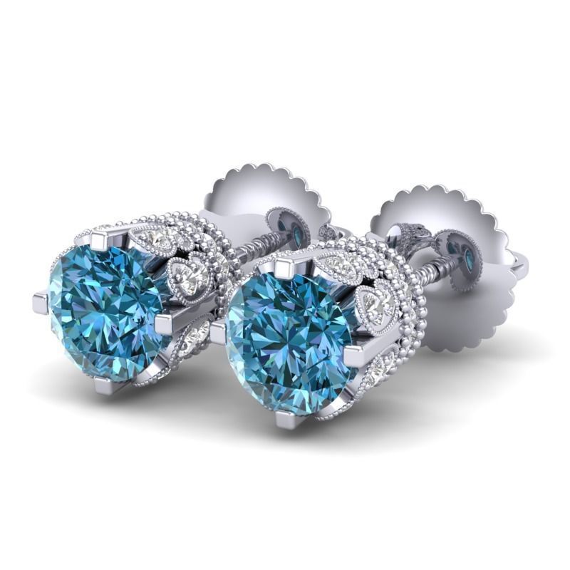 Vintage-3557A4 E two diamond stud earrings 3D print model_3
