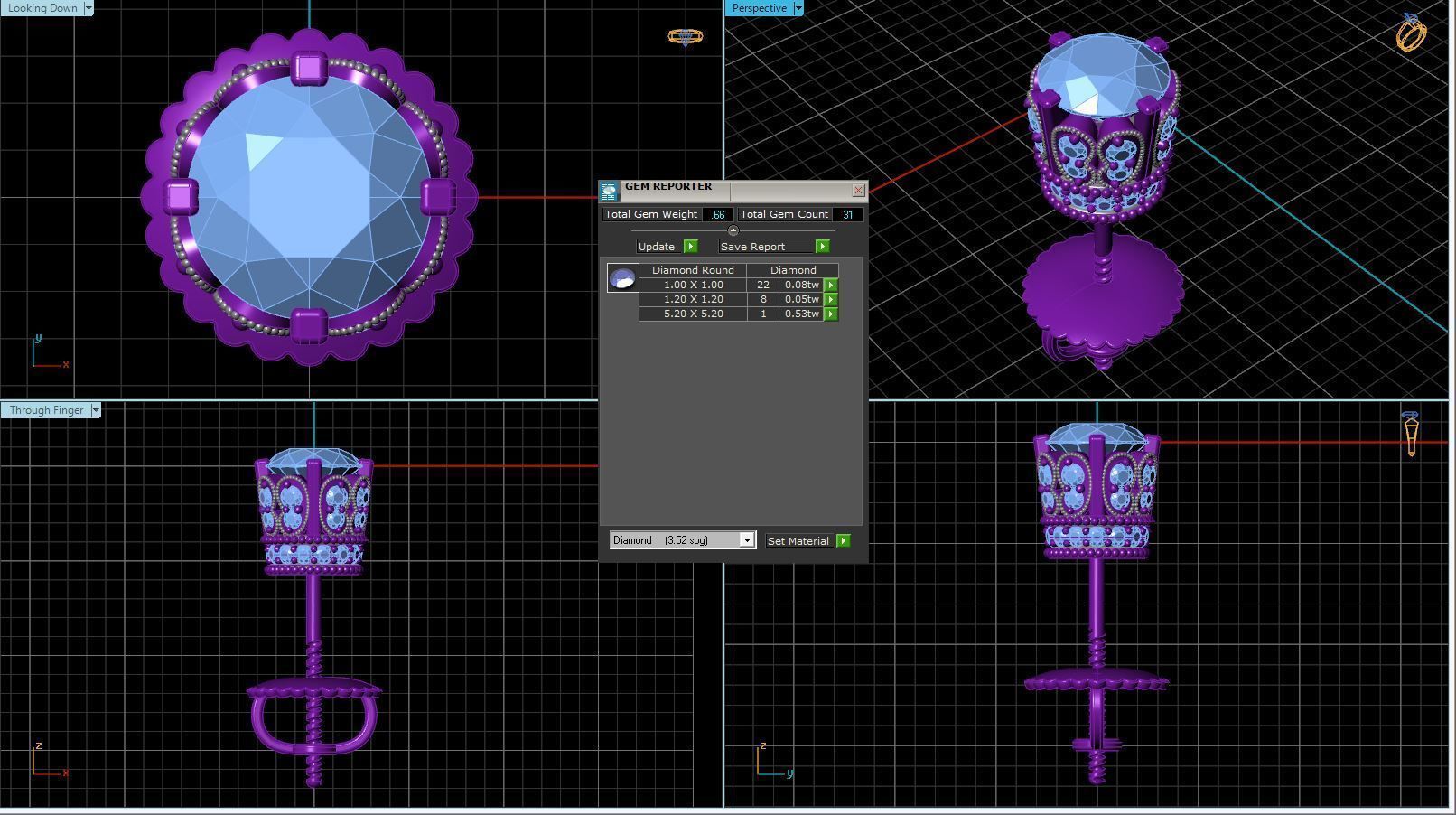 Vintage-3557A4 E two diamond stud earrings 3D print model_5