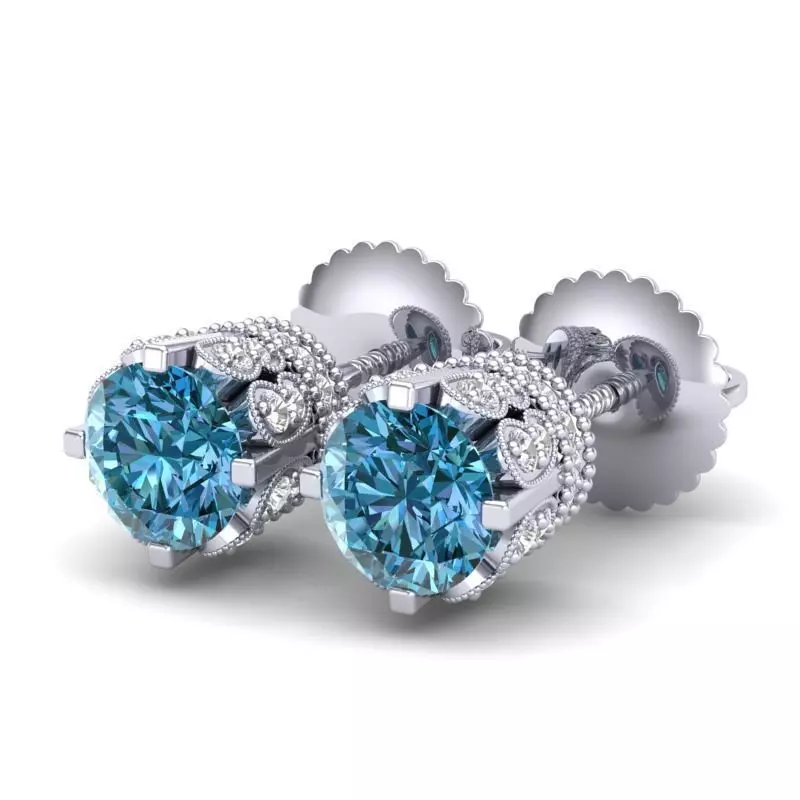Vintage-3557A4 E two diamond stud earrings 3D print model_0