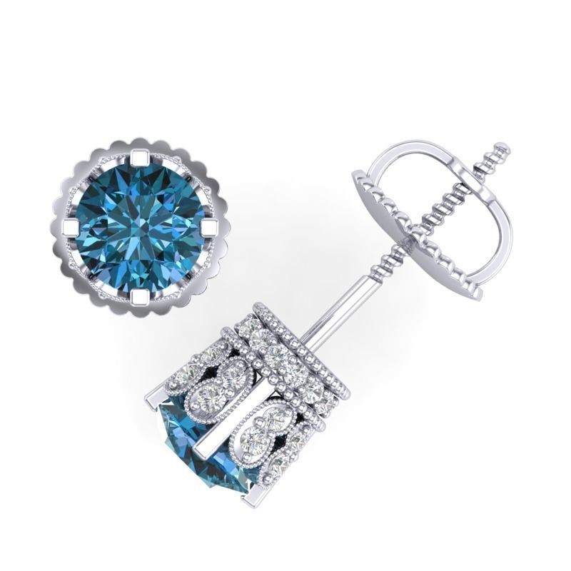 Vintage-3557A4 E two diamond stud earrings 3D print model_4