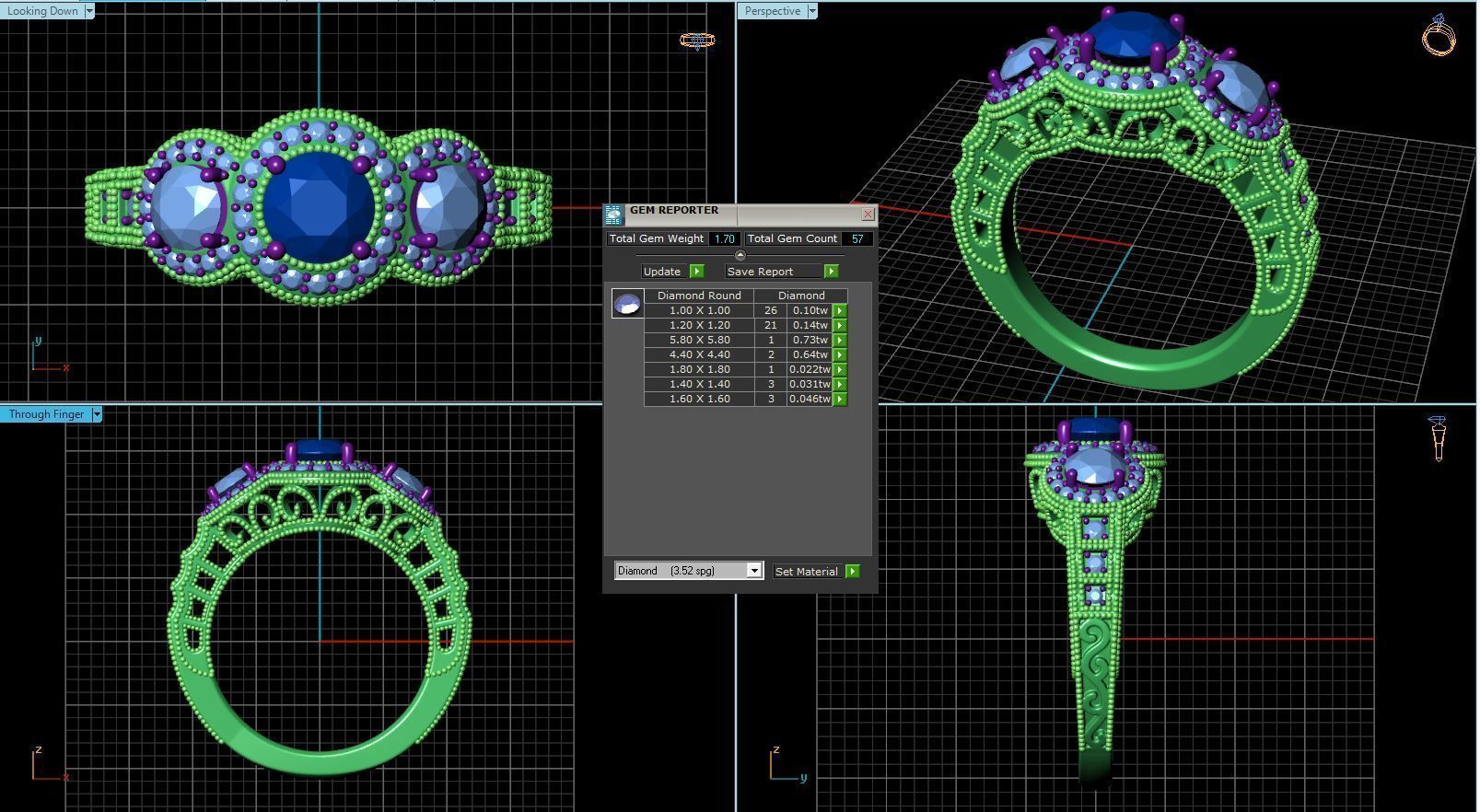 Vintage-3571A4-RR diamond halo engagement ring 3D print model_2