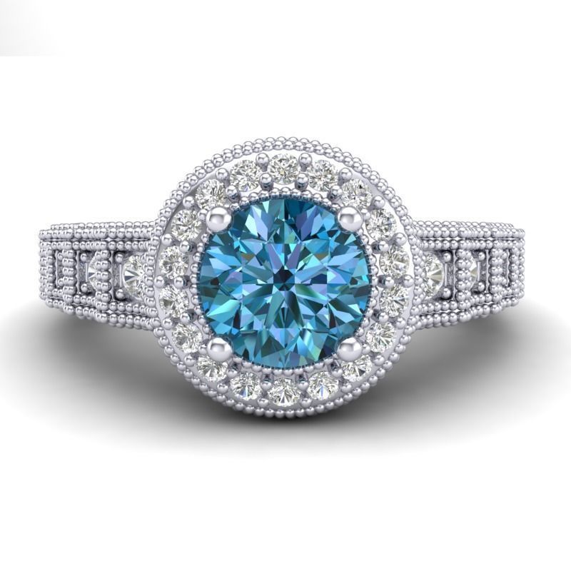 Vintage-3571A4-R sapphire and diamond engagement ring 3D print model_1