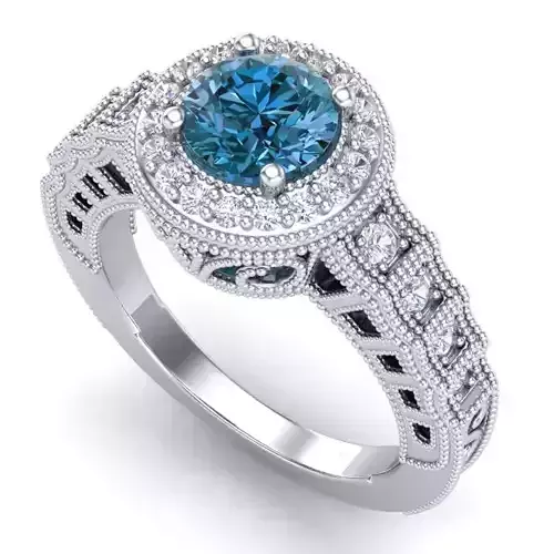 Vintage-3571A4-R sapphire and diamond engagement ring 3D print model