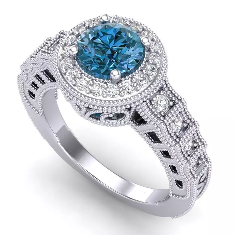 Vintage-3571A4-R sapphire and diamond engagement ring 3D print model_0