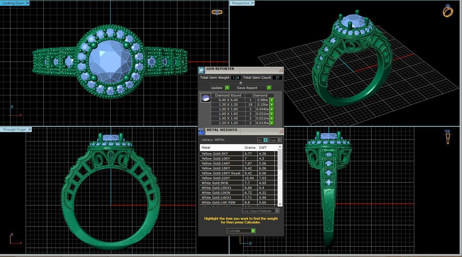 Vintage-3571A4-R sapphire and diamond engagement ring 3D print model_2