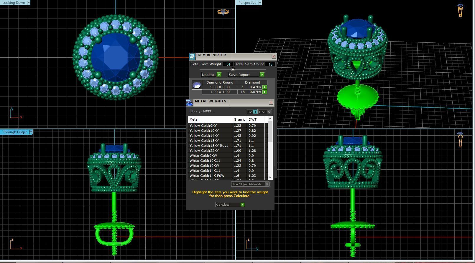 Vintage-3571A4-E topaz and diamond stud earrings 3D print model_3