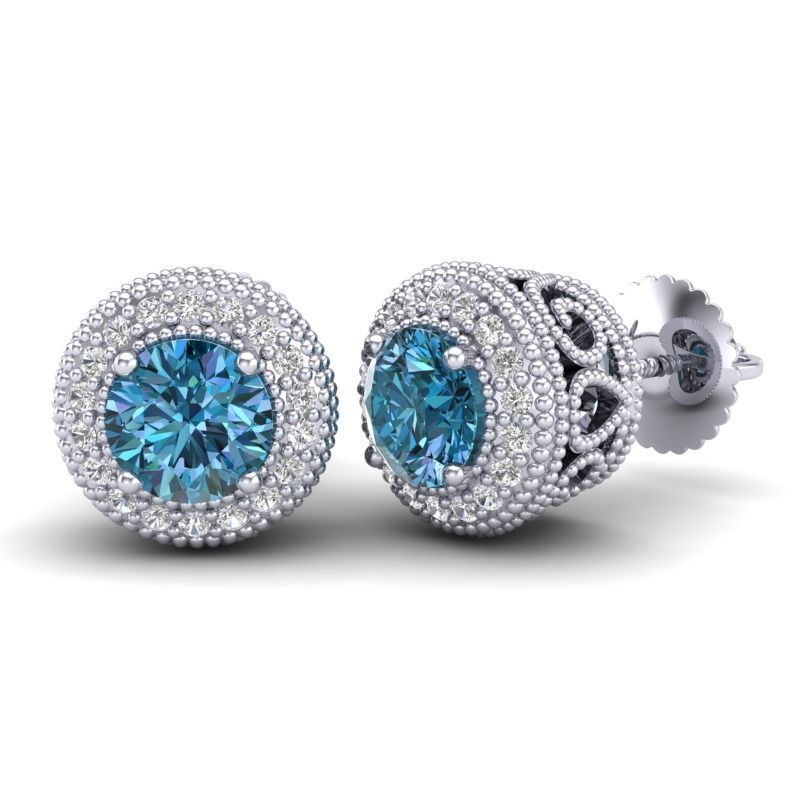 Vintage-3571A4-E topaz and diamond stud earrings 3D print model_1