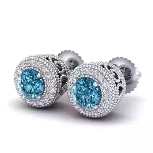 Vintage-3571A4-E topaz and diamond stud earrings 3D print model