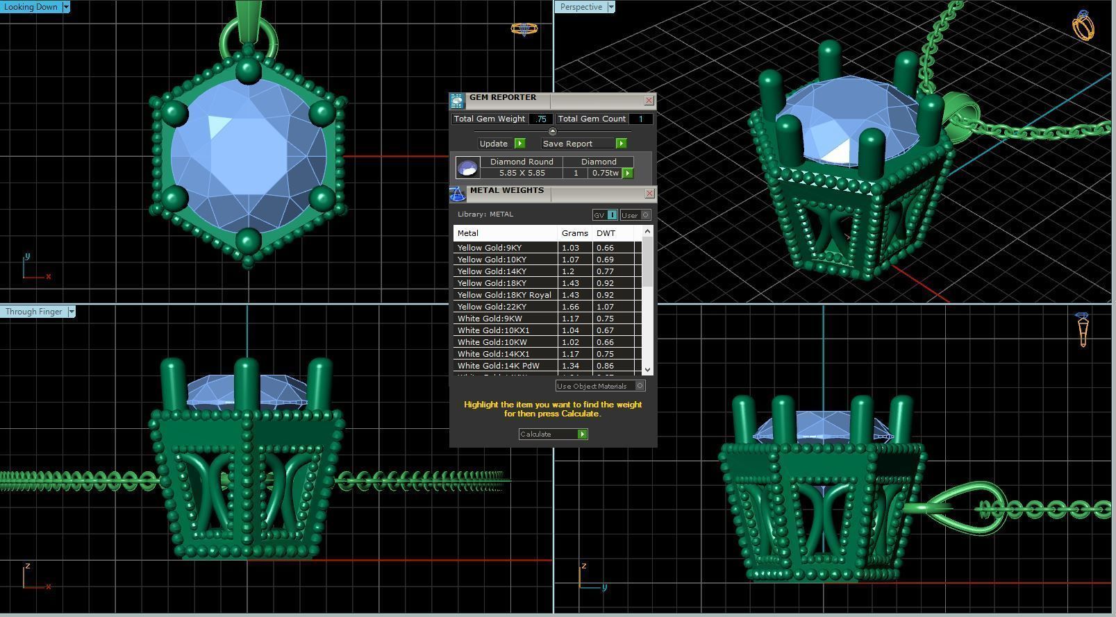 Vintage-3651A4 N octagon topaz pendant 3D print model_3