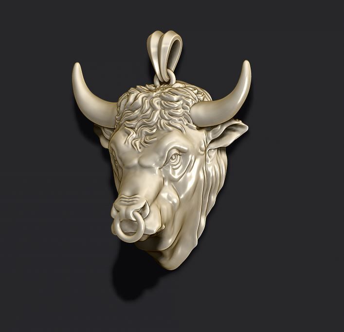 Bull pendant 3D print model_5