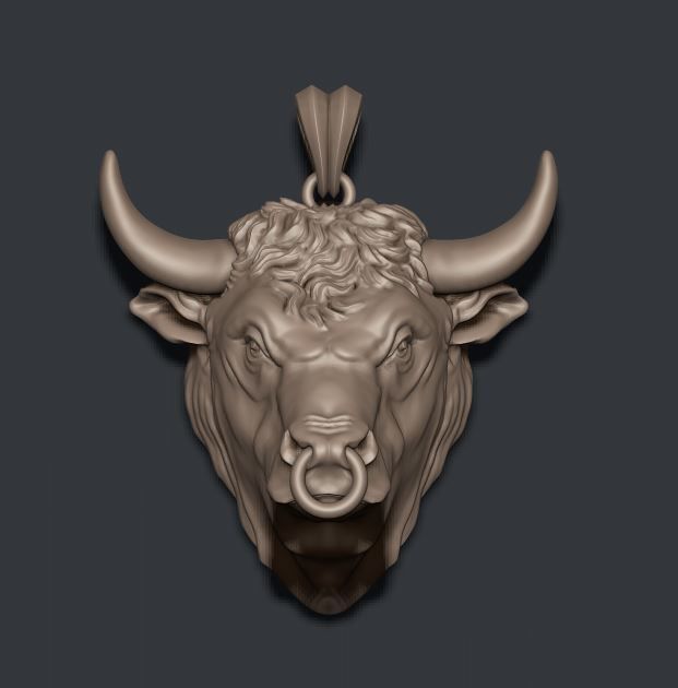 Bull pendant 3D print model_2