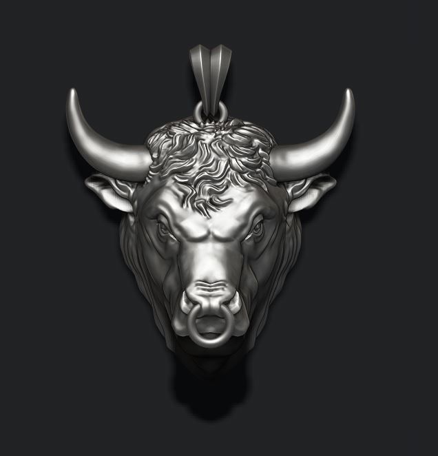 Bull pendant 3D print model_3