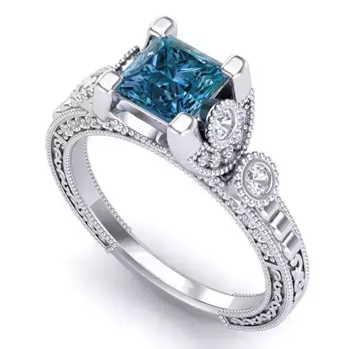 Vintage-3595A4-PR-R sapphire and diamond engagement ring