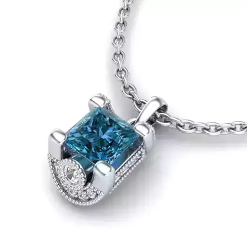 Vintage-3595A4-PR-N emerald cut sapphire pendant in gold