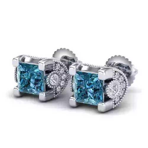 Vintage-3595A4-PR-E topaz and diamond stud earrings