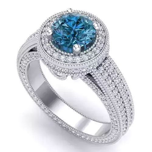 Vintage-3593A4 R topaz halo engagement ring