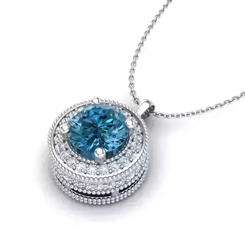 Vintage-3593A4 N topaz and diamond pendant