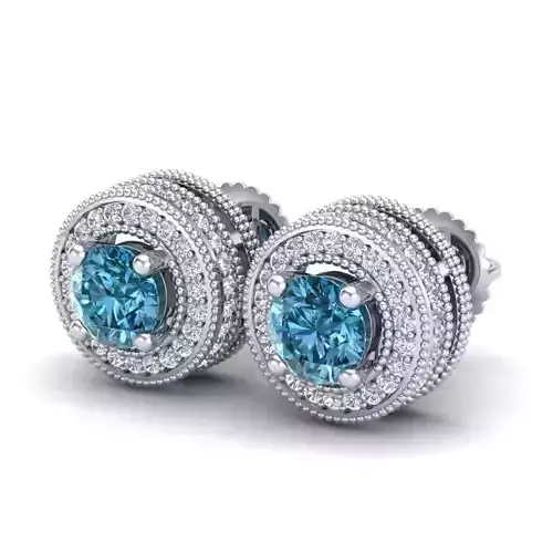 Vintage-3593A4 E topaz and diamond stud earrings