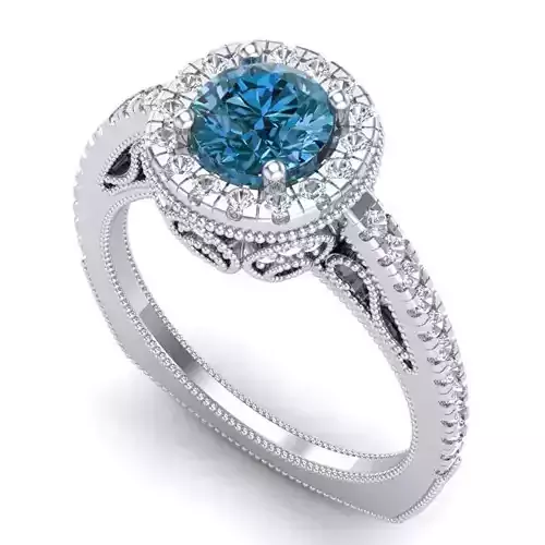 Vintage-3591A4-R diamond halo engagement ring