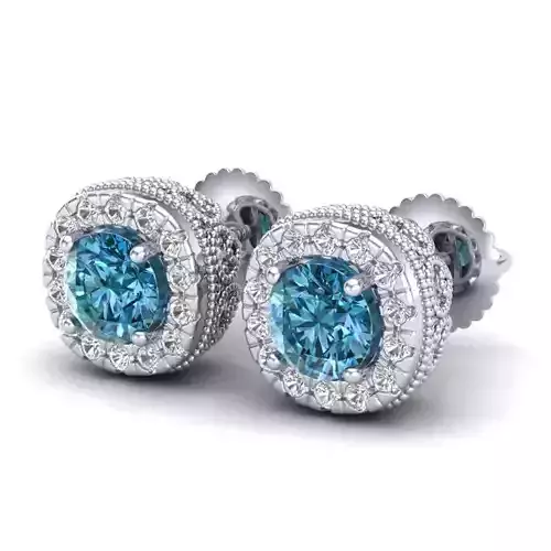 Vintage-3591A4-E topaz and diamond stud earrings 3D print model