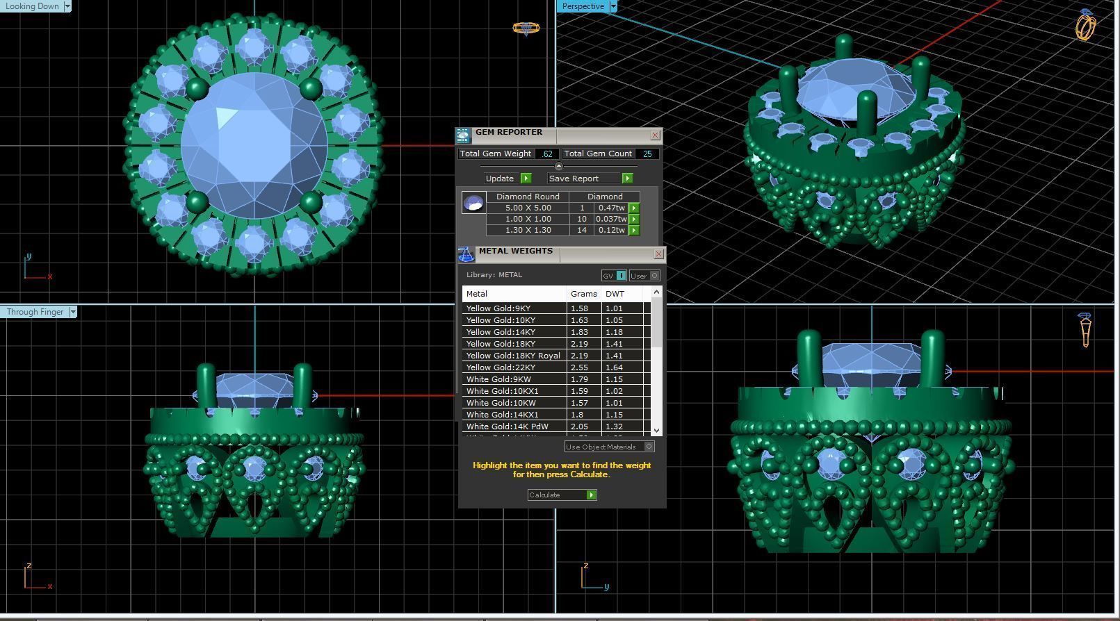 Vintage-3591A4-E topaz and diamond stud earrings 3D print model_3