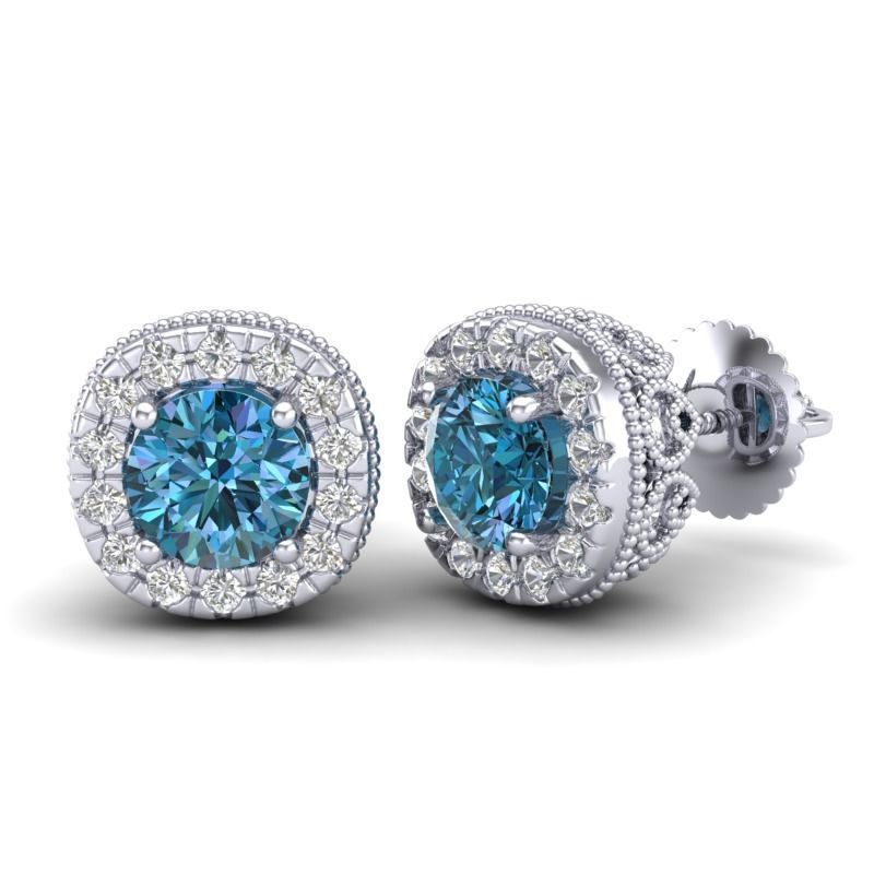 Vintage-3591A4-E topaz and diamond stud earrings 3D print model_1