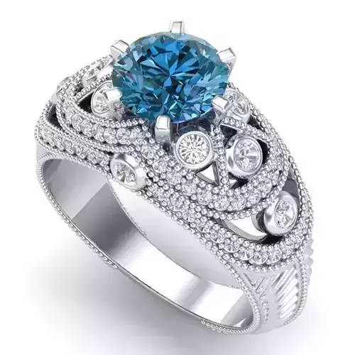 Vintage-3590A4 R topaz and diamond engagement ring