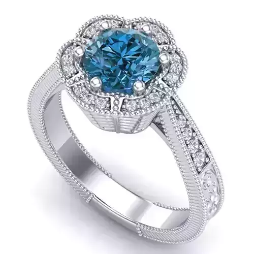 Vintage-3589A4 R topaz halo engagement ring