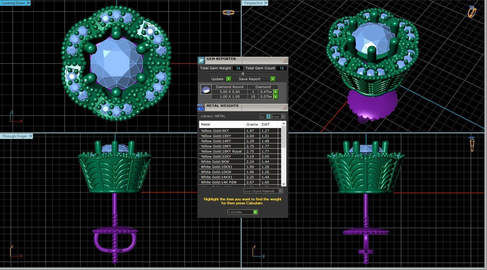 Vintage-3589A4 E topaz and diamond stud earrings 3D print model_3