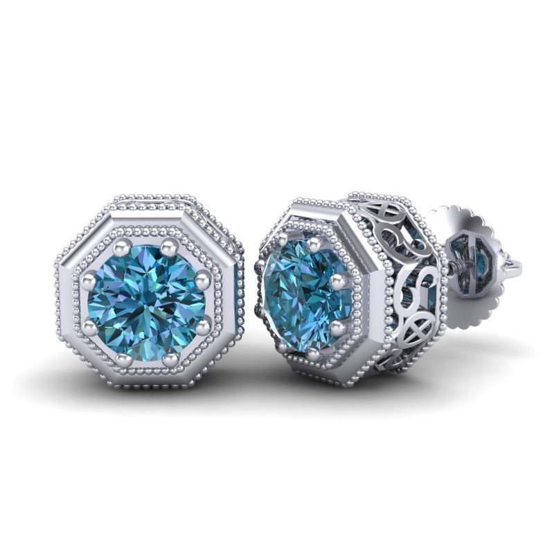 Vintage-3588A4 E pair of topaz stud earrings 3D print model_1