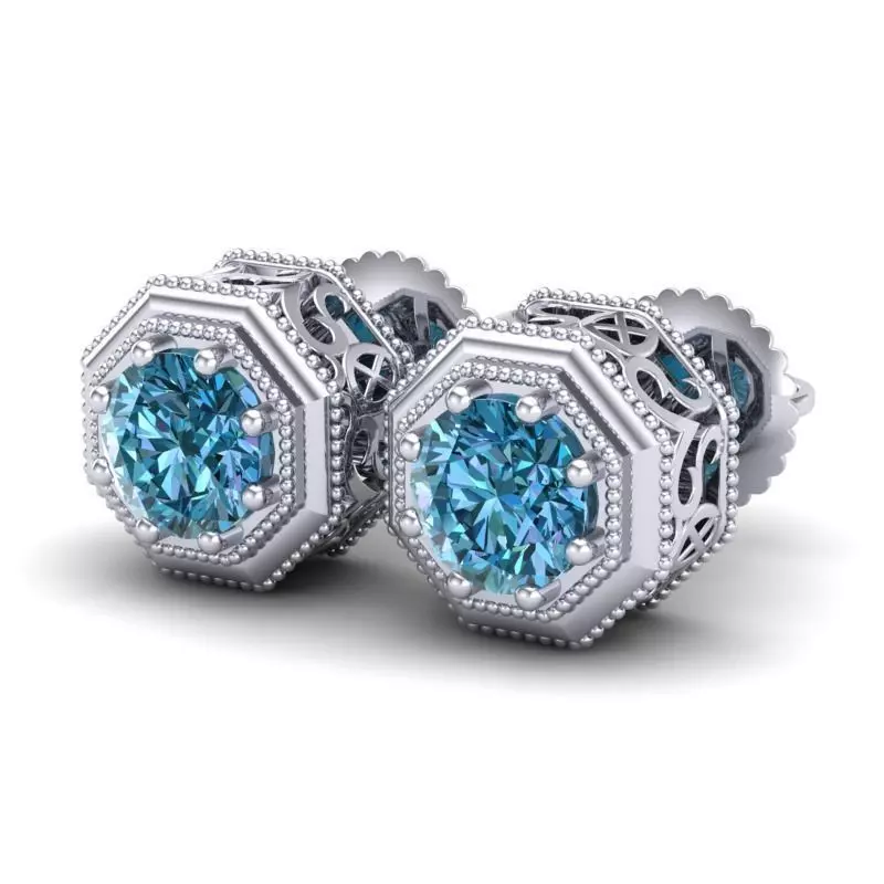 Vintage-3588A4 E pair of topaz stud earrings 3D print model_0