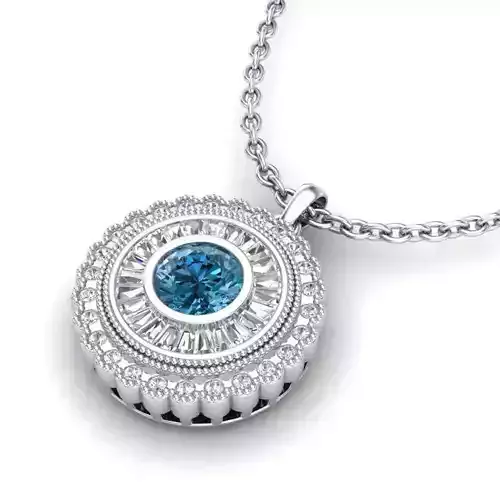 Vintage-3587A4 N diamond halo pendant in gold