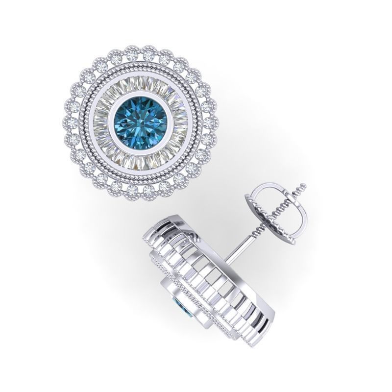 Vintage-3587A4 E topaz stud earrings 3D print model_2