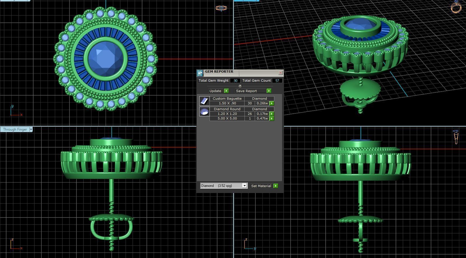 Vintage-3587A4 E topaz stud earrings 3D print model_3