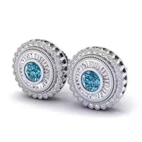 Vintage-3587A4 E topaz stud earrings 3D print model