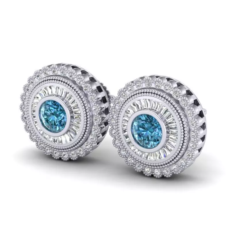 Vintage-3587A4 E topaz stud earrings 3D print model_0