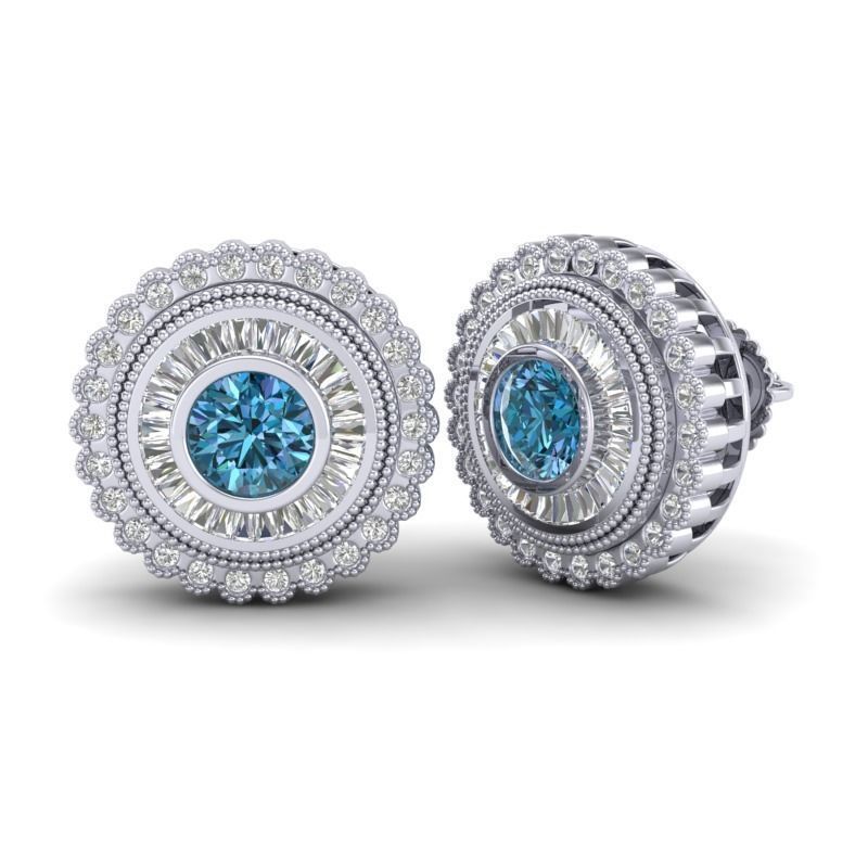 Vintage-3587A4 E topaz stud earrings 3D print model_1