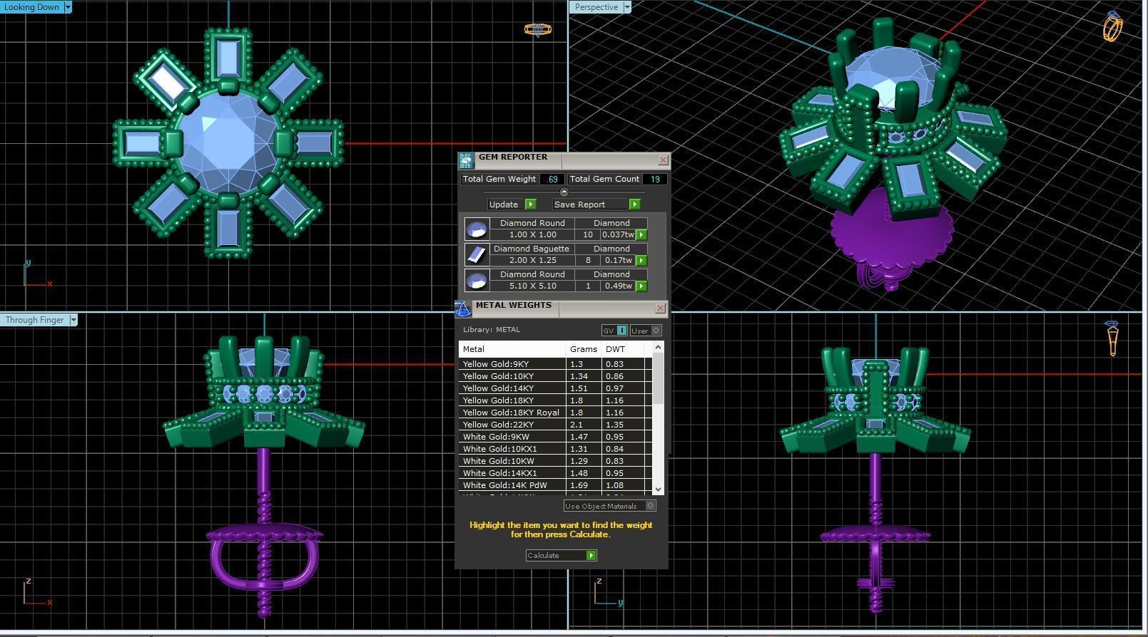 Vintage-3585A4 E topaz and diamond stud earrings 3D print model_3
