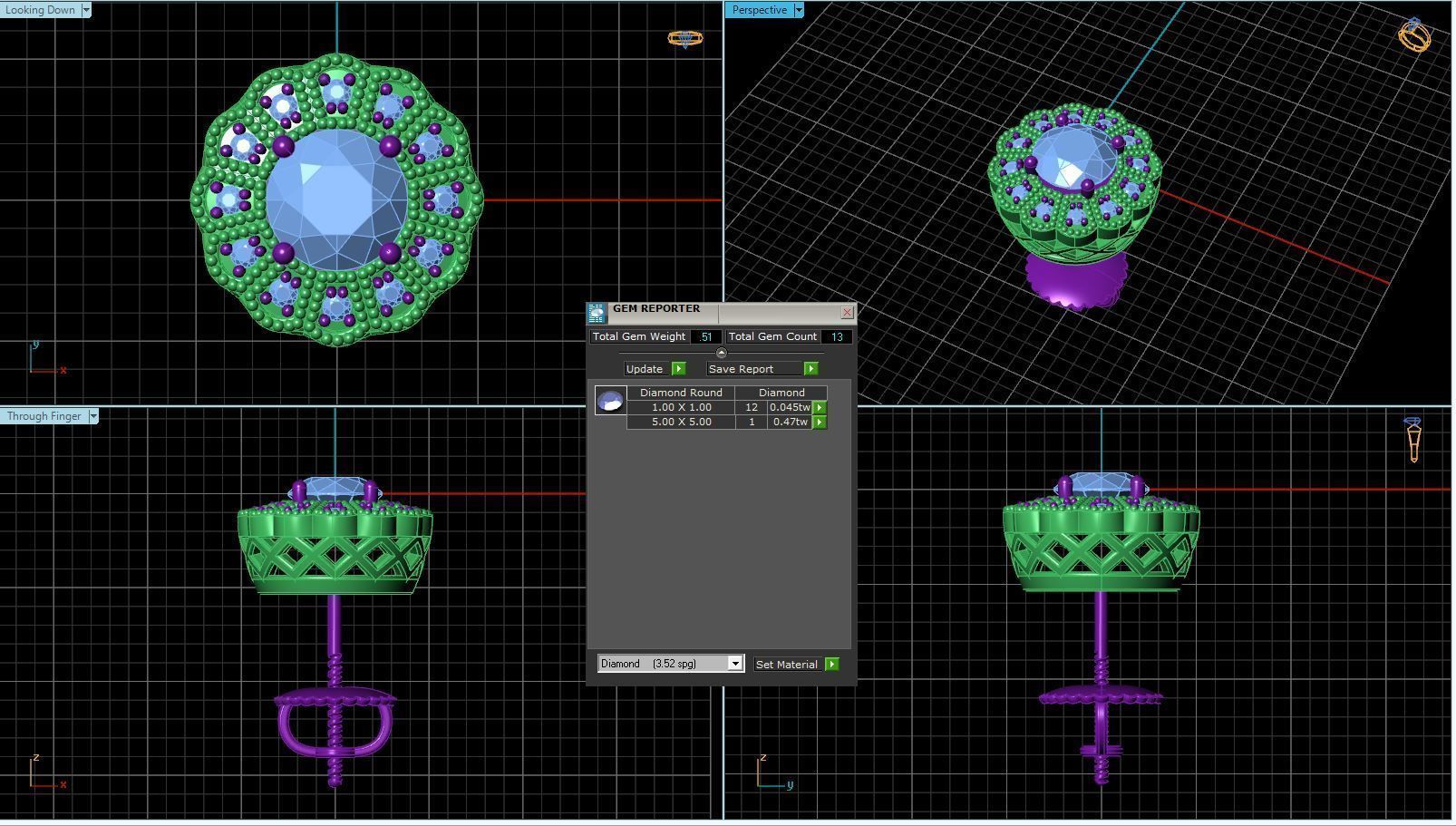 Vintage-3584A4 E topaz and diamond stud earrings 3D print model_3