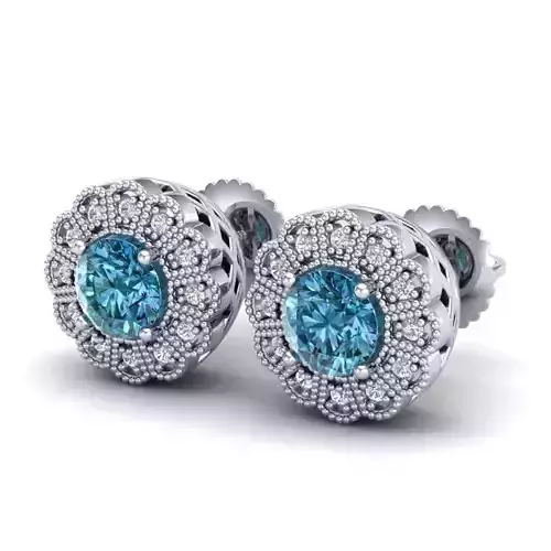 Vintage-3584A4 E topaz and diamond stud earrings 3D print model