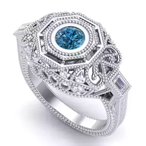 Vintage-3583A4 R sapphire and diamond engagement ring