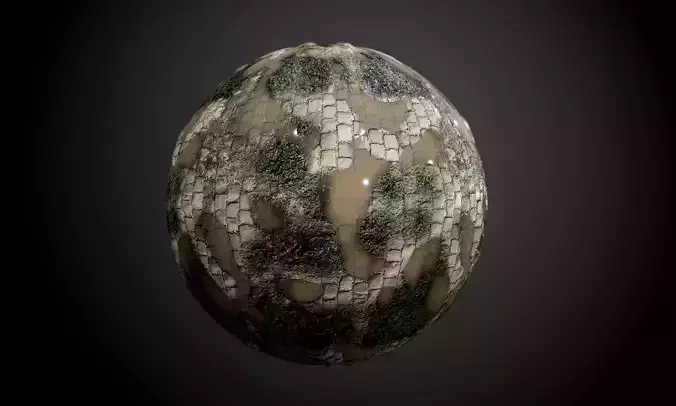 Cobblestone Walkway Ground Seamless PBR Texture