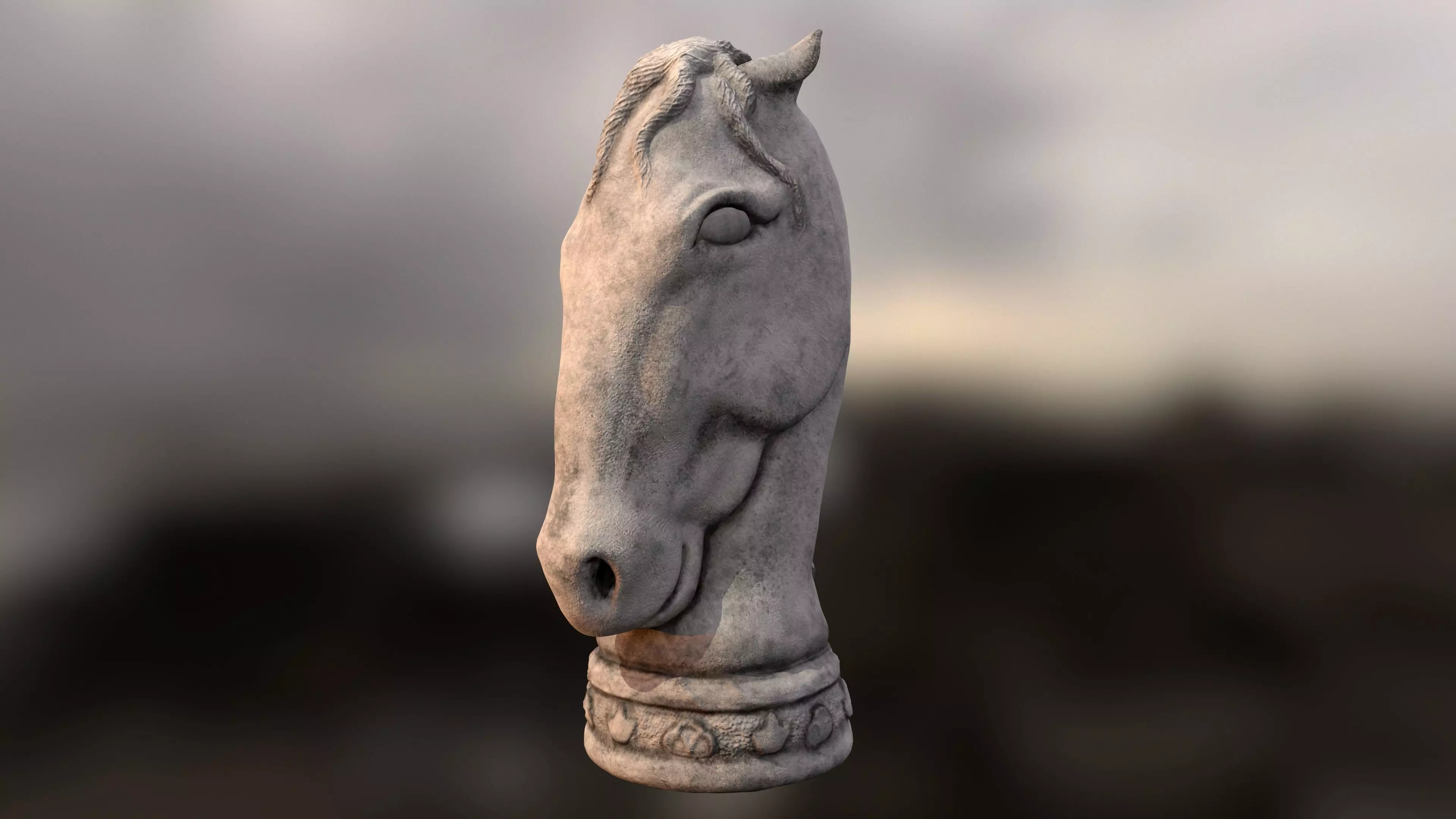 Horse Statue Low-poly 3D model_0