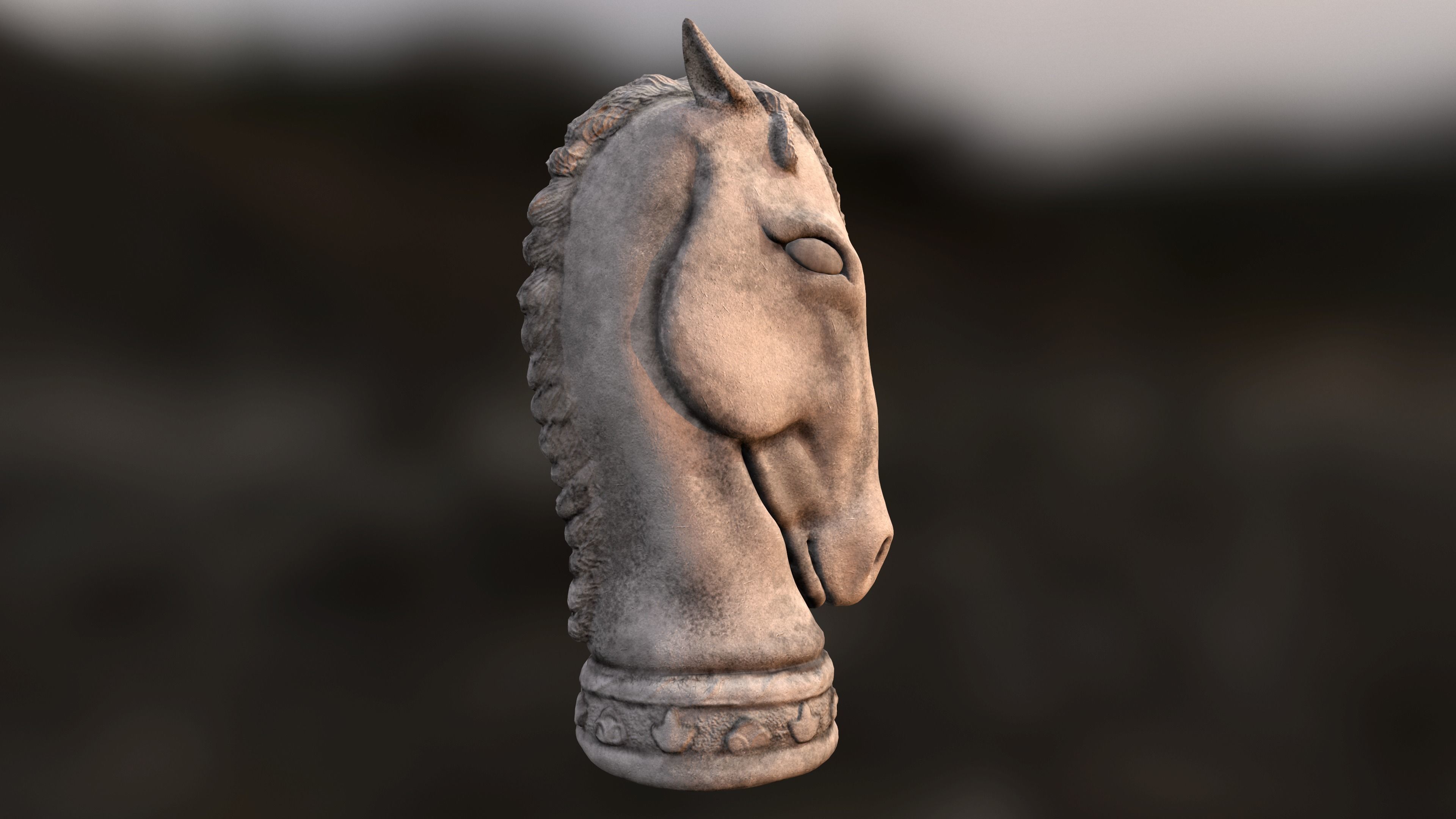 Horse Statue Low-poly 3D model_2