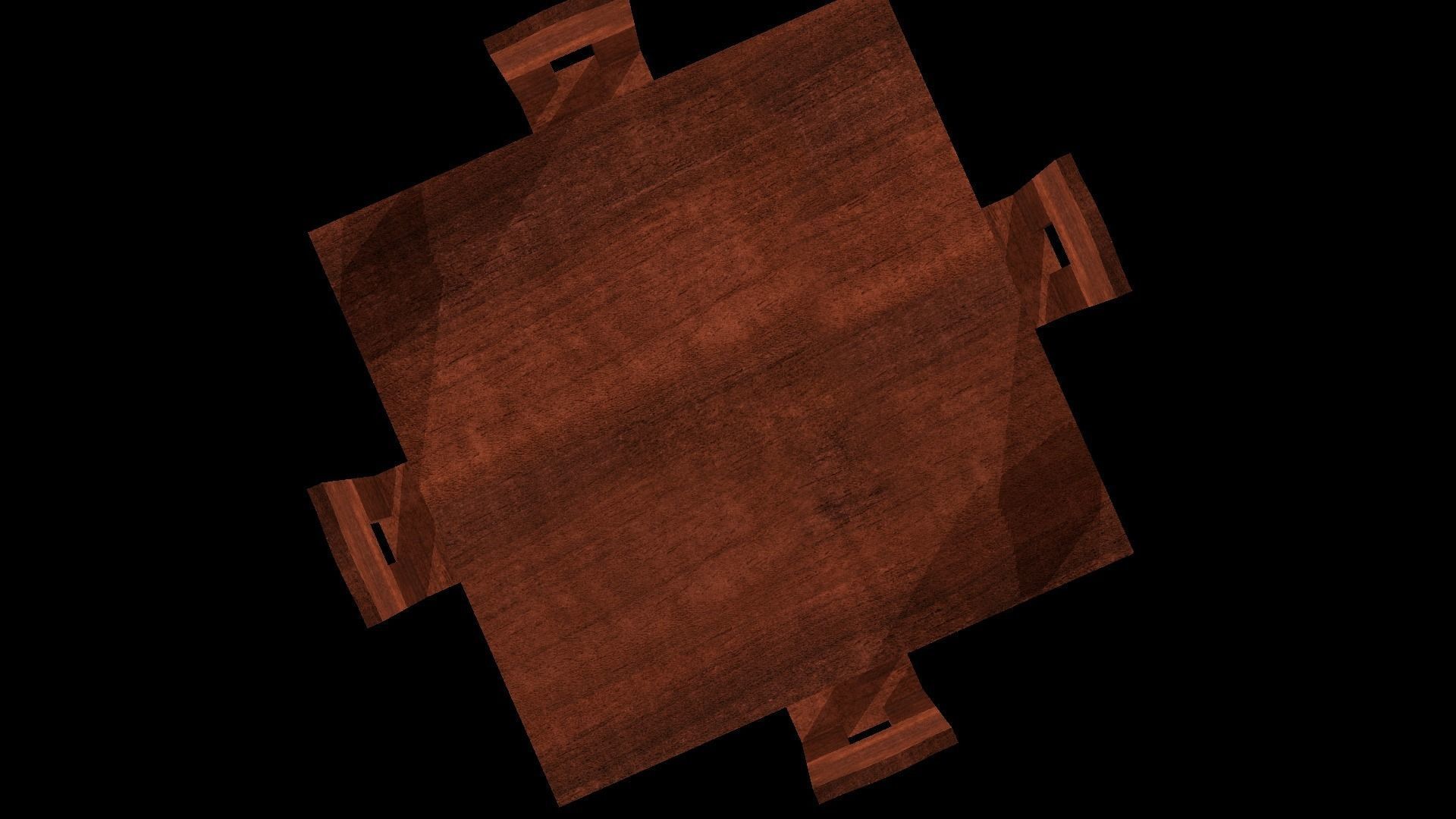 Simple table and chairs Low-poly 3D model_1